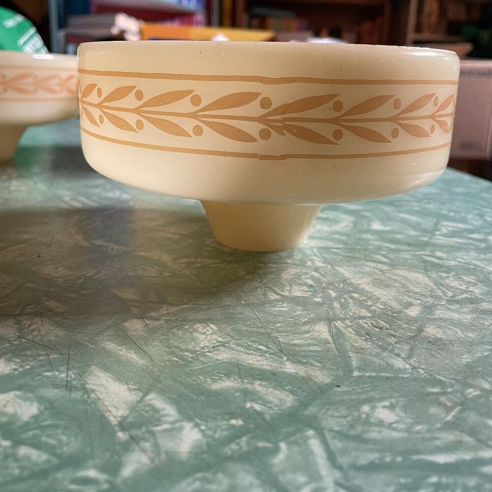 Vintage MCM Pendant Light Shades Custard Beige 1960s Kitschy Atomic Set 4